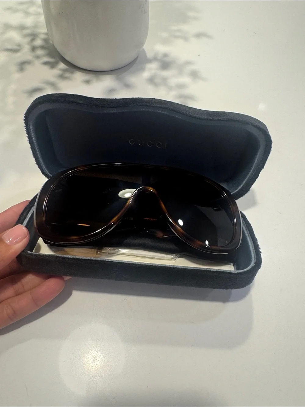 Tortoiseshell Shield Sunglasses - Brown Lenses